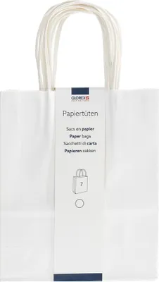 Produktbild von Glorex Papiertragetasche mit Kordelgriff weiß 7 Stk. 18 x 21 cm