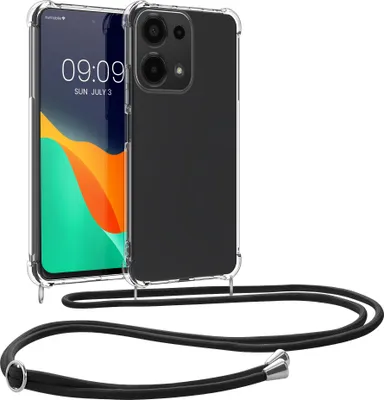 Produktbild von kwmobile Necklace Case kompatibel mit Xiaomi Redmi Note 13 Pro 4G Hülle - Silikon Cover mit Handykette - Band Handyhülle Transparent Schwarz