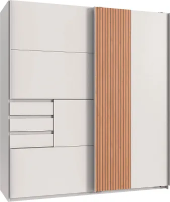 Produktbild von Schwebetürenschrank Coburg Kleiderschrank 180x65x198cm Farbe wählbar,Weiß / Artisan Eiche