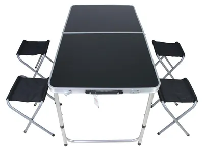 Image de 5er Alu Campingmöbel Set Outdoor Camping Tragegriff + 4 Klapphocker