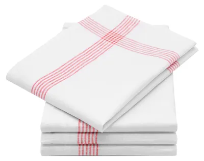 Produktbild von 4er Set Geschirrtücher, Küchentücher, 50x70 cm, 100% Leinen, weiß rot