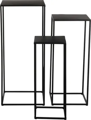 Image de Mica Decorations Quinty Table d'appoint - Lot de 3 - L30 x l30 x H70 cm - Métal - Noir