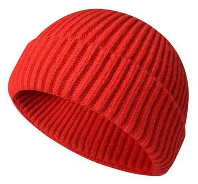 Produktbild von Strickmütze Herren Damen Rot Warme Wintermütze Retro Stil