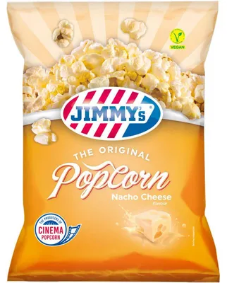 Produktbild von Jimmy's Popcorn Nacho Cheese 90g – Knuspriger Mais-Snack mit würzigem Käse