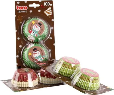 Zdjęcie produktu dla Forma do muffinów 5X3,2CM, 100szt, papierowa, bożonarodzeniowa - mix wariantów lub kolorów