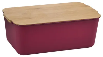 Image de Boîte à pain Kesper 58453, 33x18,5x12 cm, couvercle en bambou, bordeaux