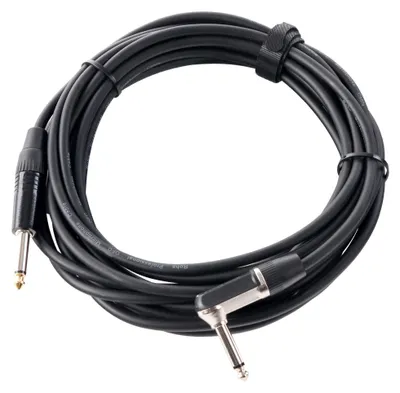 Image de Câble jack Pronomic Stage INST-A-6 (fiche coudée 6,3 mm, câble pour guitare/instrument, longueur 6 m) Noir