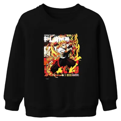 Immagine prodotto di Kyojuro Rengoku Flames Hashira Kimetsu no Yaiba Anime Gift Felpa Unisex Bambini, Nero, 140