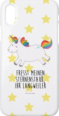 Produktbild von Mr. & Mrs. Panda Iphone 10 Handyhülle Einhorn Happy - Weiß - Geschenk, Witzig, Lebensfreude, Freude, Unicorn, Cover, Einhörner, X, Hülle, Handy