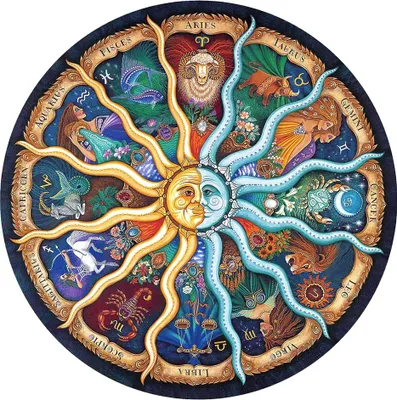 Produktbild von Puzzle für Erwachsene, 1000 Teile, kreisförmiges Puzzle, 1000 Teile, herausfordernd und cool für Erwachsene – Tierkreis-Astrologie-Puzzle