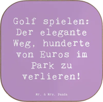 Produktbild von Mr. & Mrs. Panda Tischuntersetzer Spruch Golf Eleganz - Lavendeltraum - Geschenk, Spaß, Sportler Geschenke, Coaster, Tassenuntersetzer, Untersetzer Gläser, für, Teamsport