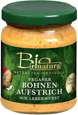 Produktbild von Rinatura Veganer Bohnenaufstrich wie Leberwurst  110 G Glas  Vegan Glutenfrei würzig im Geschmack