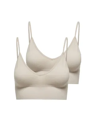 Produktbild von Crop Shirt Top Spaghetti Ripp Oberteil Bralette 2-er Pack ONLVICKY | L-XL