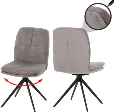 Produktbild von 2er-Set Esszimmerstuhl MCW-M68, Küchenstuhl Lehnstuhl, drehbar Auto-Position, Metall Stoff/Textil  grau