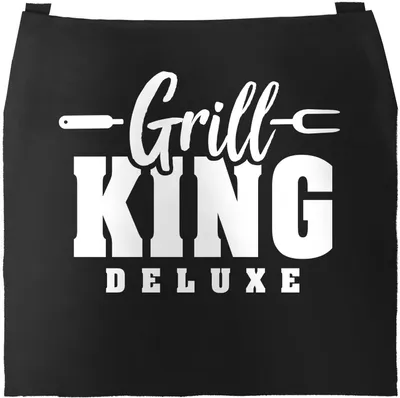 Produktbild von Grill-Schürze für Männer mit Spruch Grill-King Deluxe Grillschürze Herren Baumwoll-Schürze Küchenschürze Moonworks® White schwarz unisize