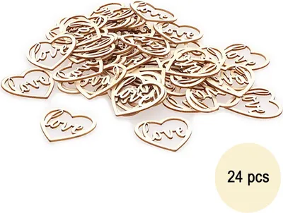 Holzherzen 24 Stück Love klein 4 cm Holzscheiben Streudeko Hochzeit Tisch-Deko Valentinstag Deko Esstisch Party-Deko Geburtstag Liebe Konfetti-Herzen