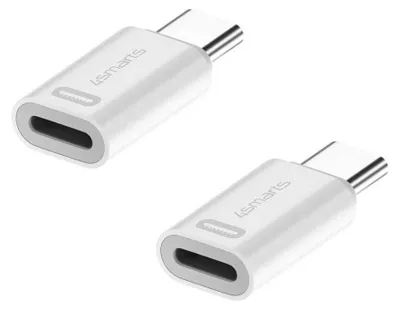 Produktbild von 4Smarts Lightning-auf-USB-C-Ladeadapter 27 W PD, 2er-Pack - Weiß