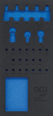Image de BGS 4097-1 Garniture pour servante d'atelier 1/3, vide pour : Assortiment d'embouts et de douilles à embout, 27 pcs.