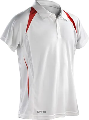 Produktbild von SPIRO S177M | Herren Team Spirit Polo / Atmungsaktiv - Farbe: White/Red - Größe: S
