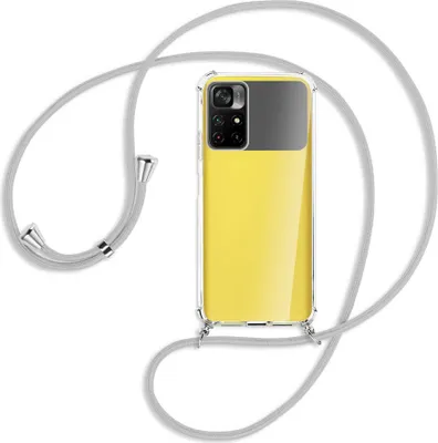 Produktbild von Handykette Backcover-Schutzhülle mit Band (Metall silberfarben) für Xiaomi Redmi Note 11 - silbergrau