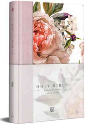 Produktbild von KJV Holy Bible, Large Print Medium Format, Pink Cloth Hardcover with Floral Design, Ribbon Marker, Red Letter