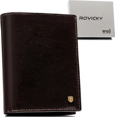 Obrázek produktu pro Rovicky Pánská peněženka RFID přírodní kůže tmavě hnědá 13x10 cm