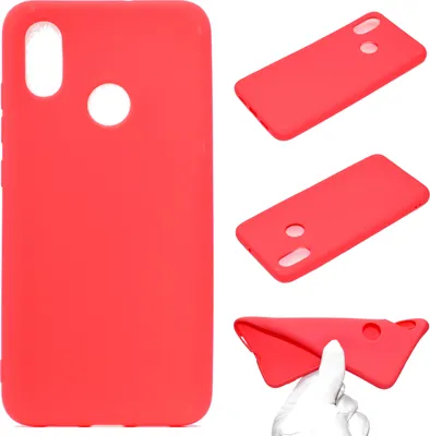 Produktbild von Für HUAWEI Y6 2019 Schöne Candy Color Matte TPU Anti-Scratch rutschfeste Schutzhülle Zurück Fallrot