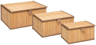Produktbild von 5five Simply Smart Aufbewahrungsbox 3er Set Bambus Karton braun 16cm x 32,8cm x 25,5cm
