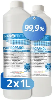 Produktbild von Nanoprotect Isopropanol 99,9% | 2 x 1 Liter Reiniger | Hochprozentiger Isopropylalkohol | IPA Reinigungsalkohol für Haushalt und Elektronik
