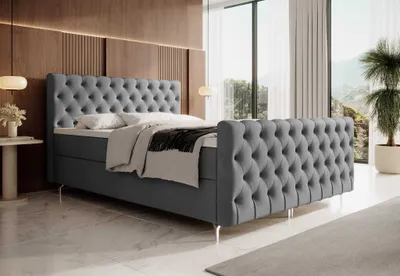 Produktbild von yourhouse24 Boxspringbett Chester Plus (Bonell-Matratze und Topperr), mit zwei Bettkästen (Farbe: Monolith 92, Größe: 200x200 cm)