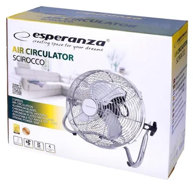 Obrázok produktu pre ESPERANZA EHF005 Scirocco Cirkulačný ventilátor 12'' chrom