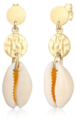 Produktbild von Elli Ohrringe Damen Hänger Kauri Muschel Meer Plättchen 925 Silber