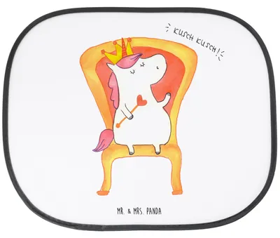 Produktbild von Mr. & Mrs. Panda auto hitzeschutz Einhorn König - Weiß - Geschenk, Präsident, Krone, Sonnenschutz Autoscheibe, Unicorn, saugnapf, Bundeskanzler, Sonnenblende