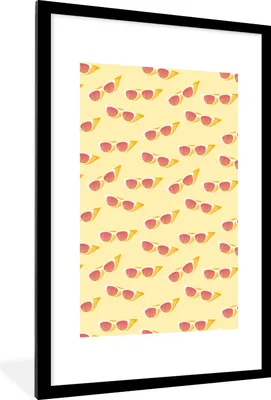 Produktbild von MuchoWow® Gerahmtes Poster Sommer - Sonnenbrille - Rosa 60x90 cm - Poster mit Schwarzem Bilderrahmen Wandposter Rahmen Foto Bilder - Dekoration - Wandposter Wohnzimmer - Hochwertig