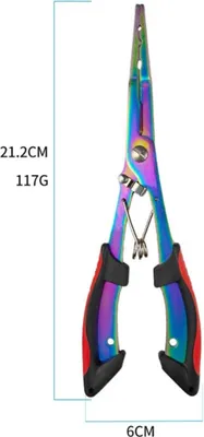 Immagine prodotto di INF Pinze da pesca multifunzione arcobaleno in lega di titanio - Tagliafilo, rimuovi ami Rosso