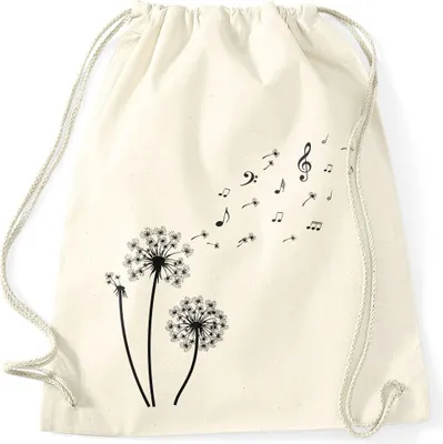 Produktbild von Turnbeutel Pusteblume Musiknoten Noten Musik Dandelion Hipster Beutel Tasche Gymsac Autiga® natur unisize