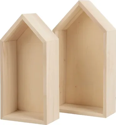 Produktbild von Set aus 2 Stk. hölzernen Wandregalen in Hausform LITTLE HOUSES