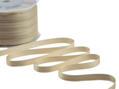 Productafbeelding van Dubbel satijnen lint - Italiaanse stof - Beige - 10 mm x 25 m