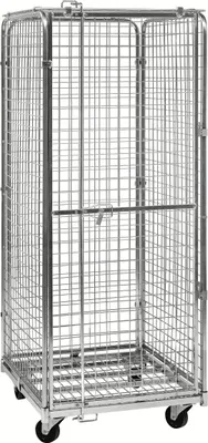 Produktbild von Kongamek Sicherheitscontainer 720x830x1840mm verzinkt mit Gitterboden, 4 Gitterwänden und Tür ohne Bremse