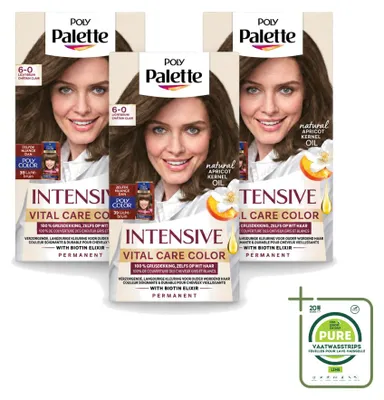 Zdjęcie produktu dla 3 sztuki farby do włosów Poly Palette Vital Care - odcień 6-0 (jasny blond) - pojemność 115 ml - opakowanie zbiorcze