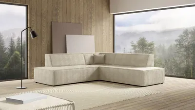 Produktbild von Masseno Ecksofa TESSO II R-S mit Schlaffunktion L-Form, Sofa mit Bettkasten, Wohnzimmersofa, Couch, Soffa, Bettsofa, Couchgarnitur- Creme, TILIA 03