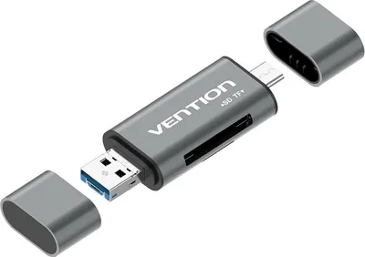 Obrázek produktu pro Vention CCHH0, MicroSD (TransFlash), SD, Šedá, 5000 Mbit/s, Hliník, USB Type-A/USB Type-C/Micro-USB, 74 mm