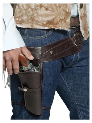 Produktbild von Brauner Cowboy Holster mit Gürtel – Western Pistolenhalter im Antikleder Look mit Patronenschlaufen – 111 cm Kostümzubehör – Für Western Fans & Cowboy Liebhaber – Ideal für Karneval, Fasching & Mottopartys
