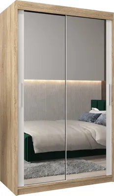 Produktbild von Kleiderschrank, Schiebetürenschrank Schlafzimmer, Schrank mit Spiegel TOKYO 3 120 cm