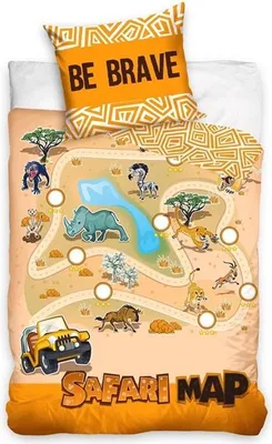 Obrázek produktu pro Povlak na přikrývku Safari mapa 140 x 200 cm bavlna