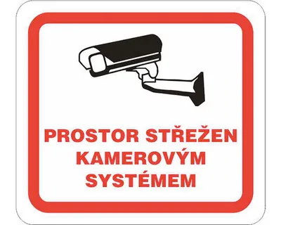 Obrázek produktu pro Walteco Prostor střežen kamerovým systémem 90x90mm, samolepka