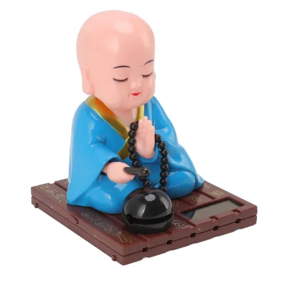 Imagen del producto de Pequeños adornos solares de monjes budistas, pequeños adornos de monjes solares, adornos de monjes que detectan la energía solar, decoración con estatuas solares de monjes budistas, pequeños adornos decorativos de monjes, decoración con estatuas de monjes para automóviles