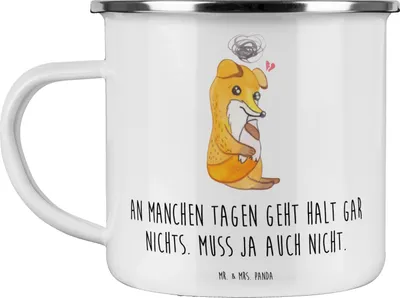 Produktbild von Mr. & Mrs. Panda Pott Fuchs Depressionen - Weiß - Geschenk, Depressiv, Emaille Becher, emaillebecher, Campingtasse, Teetasse, Tasse, Haferl