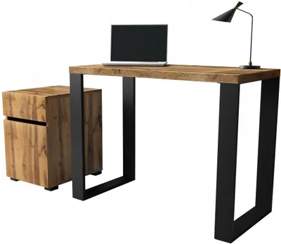 Zdjęcie produktu dla biurko loft loftowe 100 + 40 = 140 cm dąb wotan + kontenerek 40