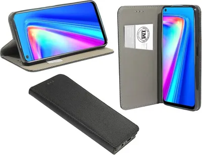 Produktbild von Buch Tasche "Smart" für REALME 7 Handy Hülle Etui Brieftasche Schutzhülle mit Standfunktion, Kartenfach Schwarz